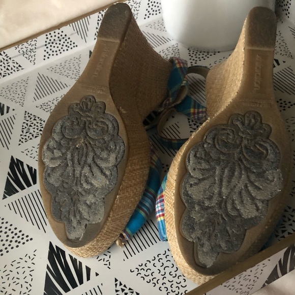 Xhileration Aqua plaid platform sandals Sz 5.5 - Picture 6 of 6